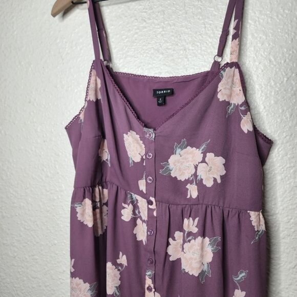Torrid Plus Size Lexie Purple Floral Georgette Babydoll Cami  Plus Size 2X - Picture 2 of 9
